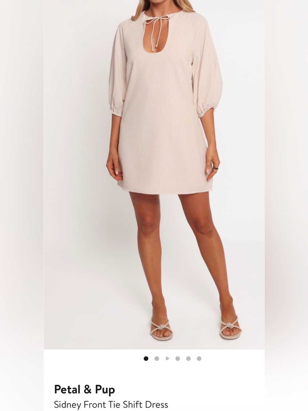 Petal & Pup : Women's Beige Textured Shift Dress - Neutral